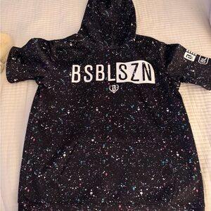 Boys baseball lifestyle short-sleeve Hoodie - Black with Colorful Speckles